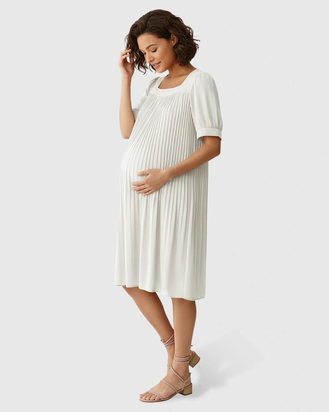 Bump Society – The Comfort Collection: Pleated Flowy Style Maternity Short Dress
