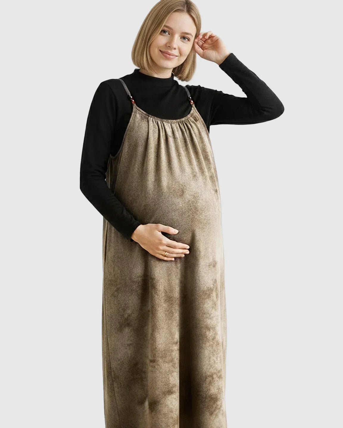 Bump Society – The Comfort Collection: Adjustable Strap Vintage-Style Maternity Suspender Midi Dress