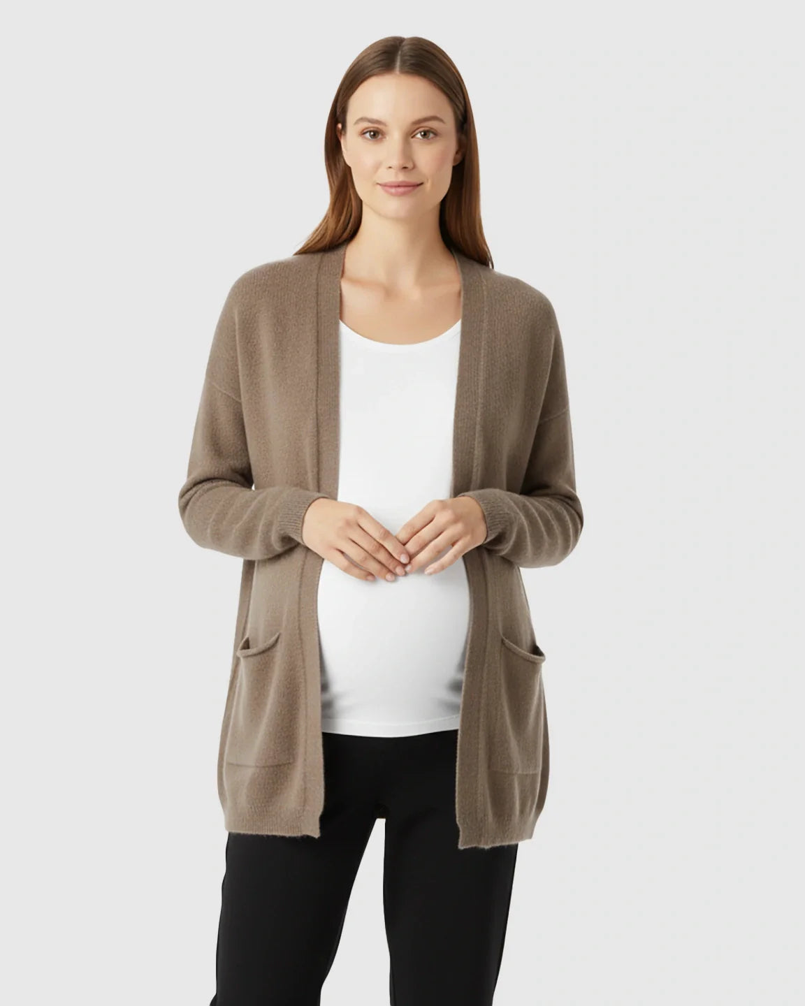 Bump Society – The Comfort Collection: Cozy Wool Blend Long Knit Maternity Cardigan