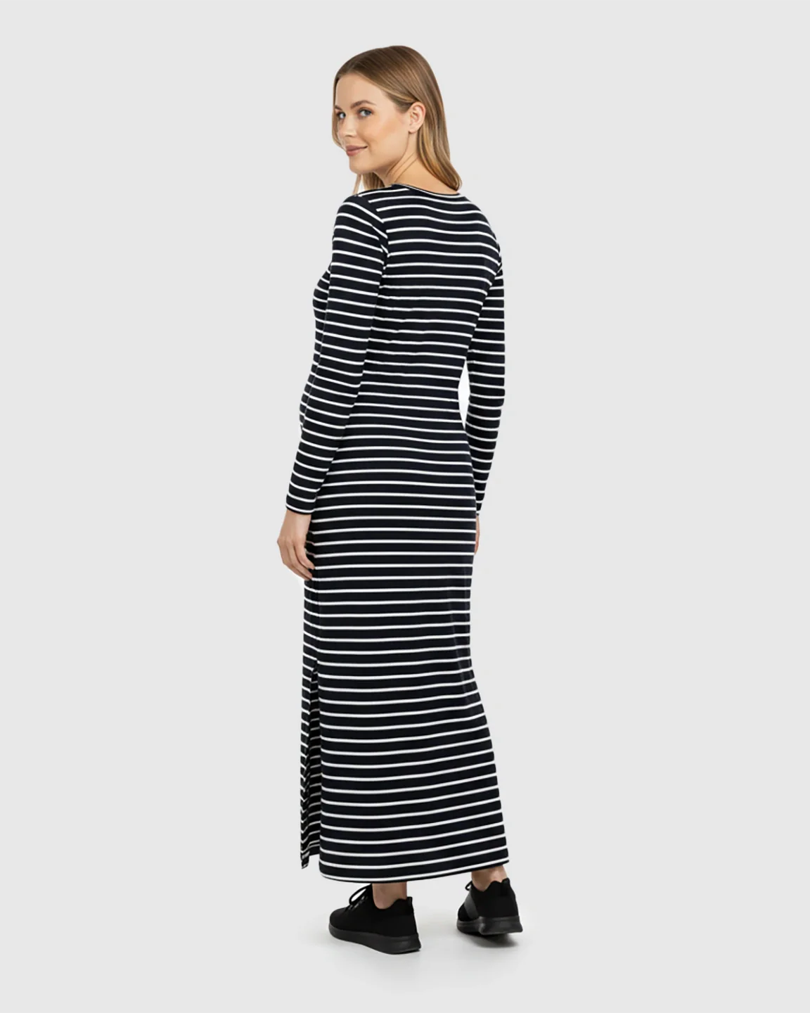 Bump Society – The Comfort Collection: Side Slit Bodycon Maternity Midi Dress
