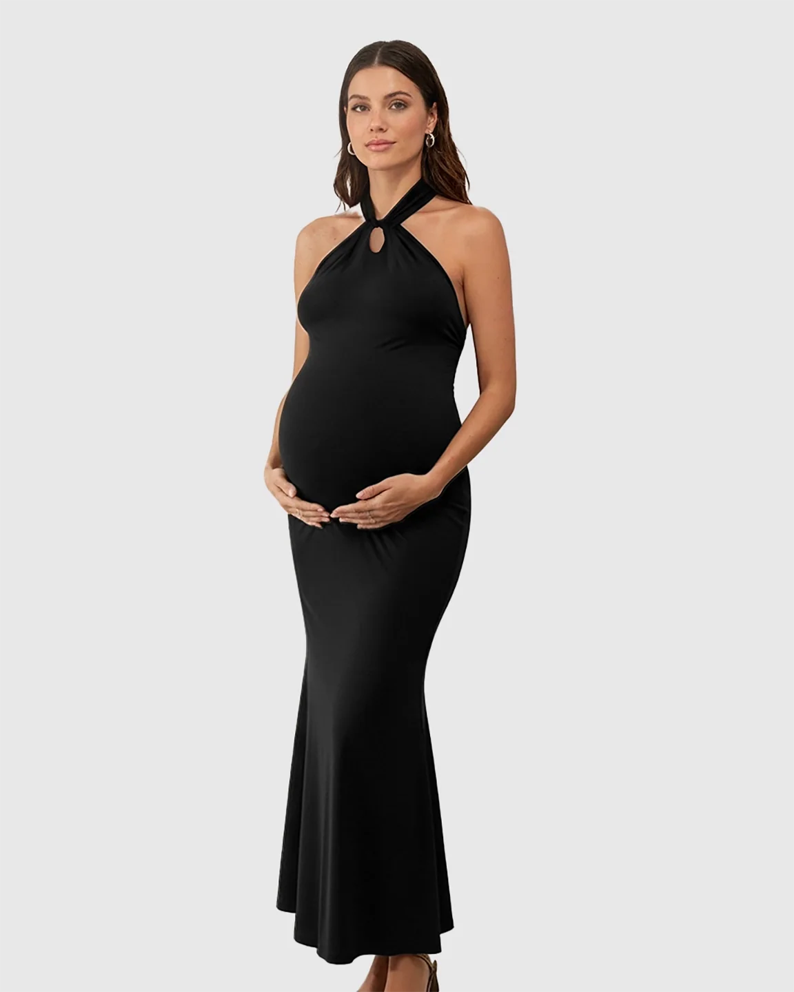 Bump Society – The Comfort Collection: Halter Neck Bump-Friendly Maternity Maxi Dress