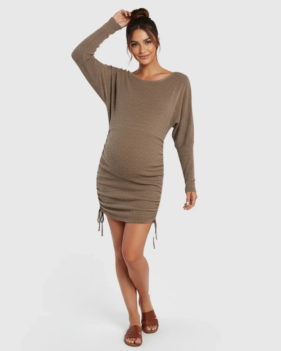 Bump Society – The Comfort Collection: Drawstring Knit Short Bodycon Maternity Dress