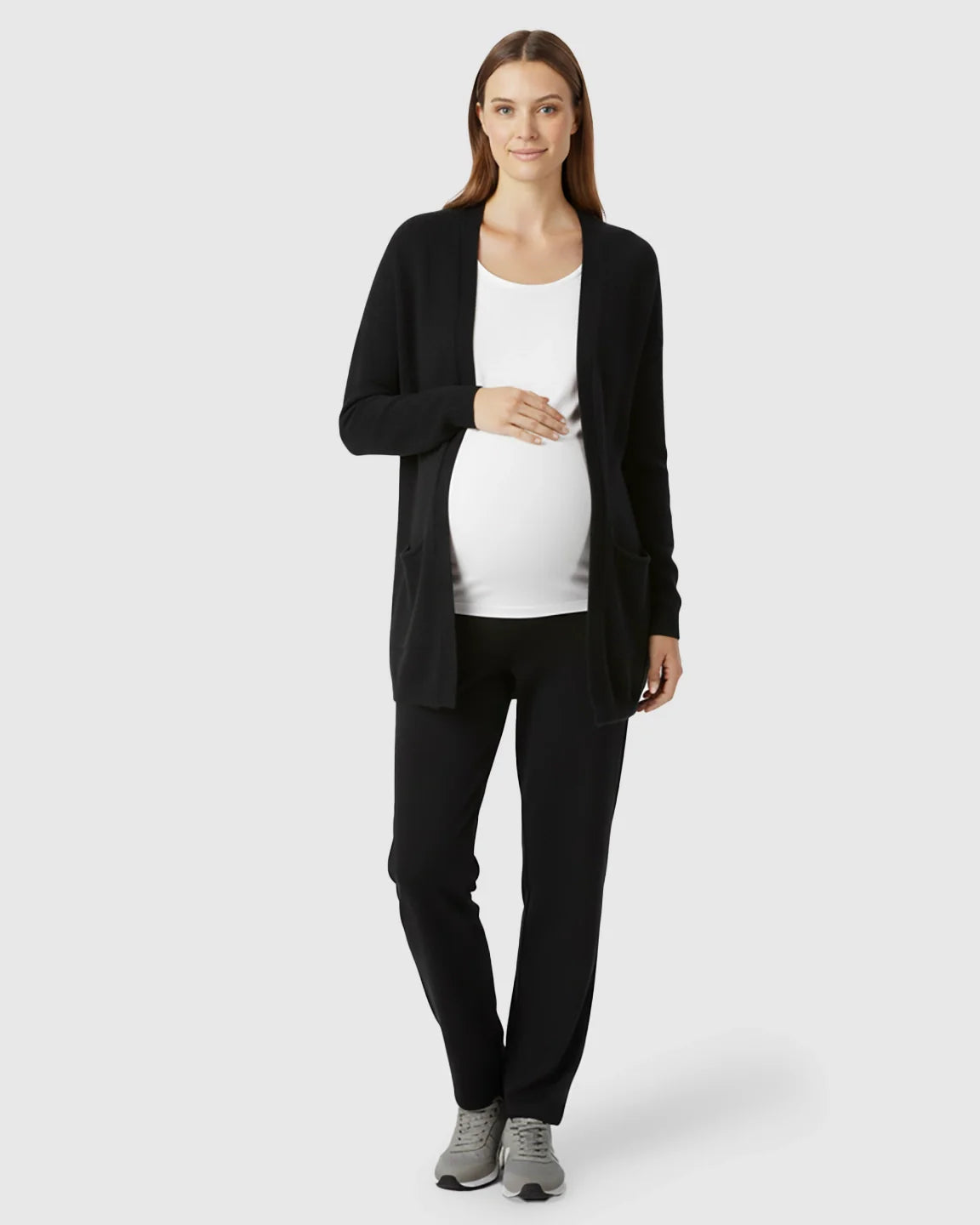 Bump Society – The Comfort Collection: Cozy Wool Blend Long Knit Maternity Cardigan