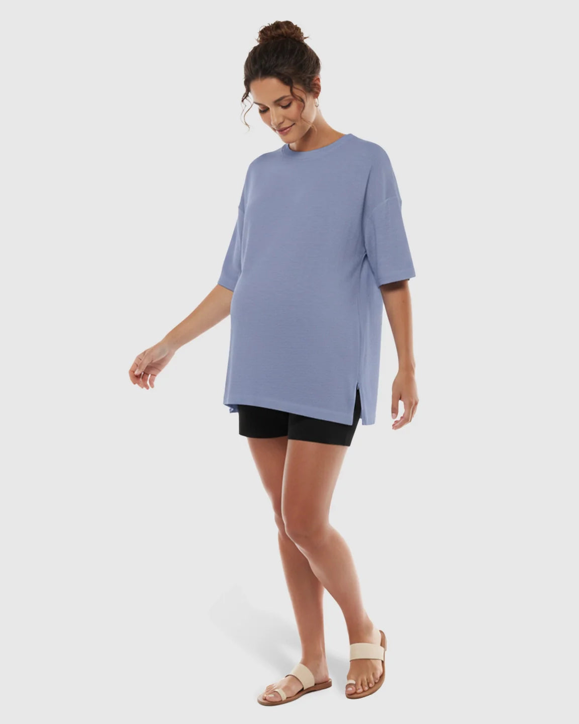 Bump Society – The Comfort Collection: Short Puff Sleeve Casual Maternity Maxi Dress