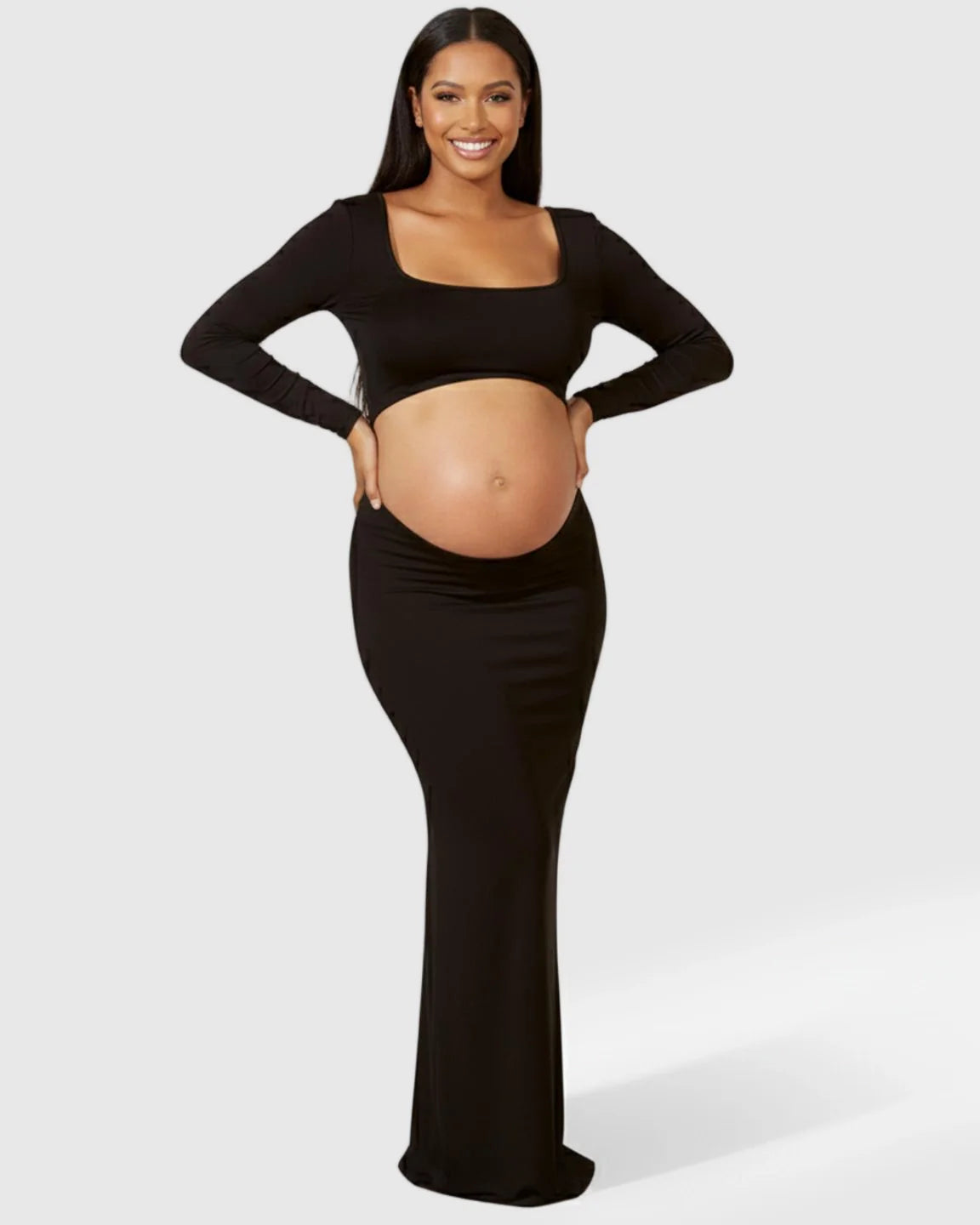 Bump Society – The Comfort Collection: Square Neck Cut Out Maternity Maxi Dress