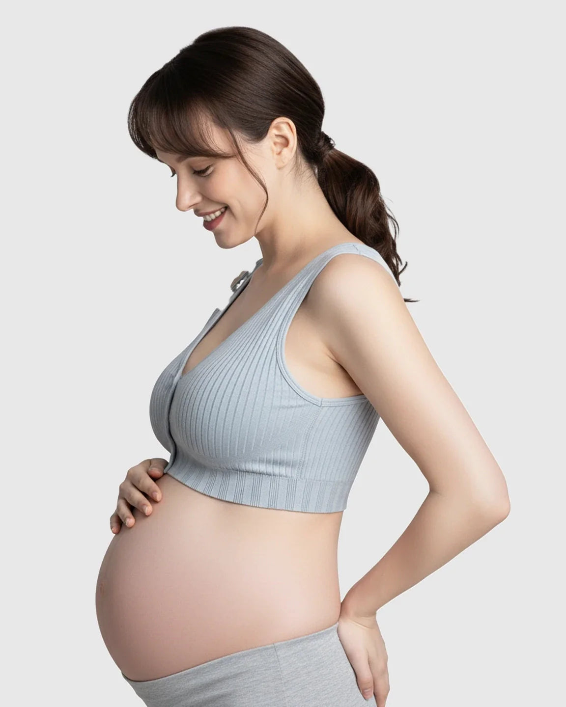 Bump Society – The Nursing Collection: Front-Button Ribbed Wireless Nursing Bra