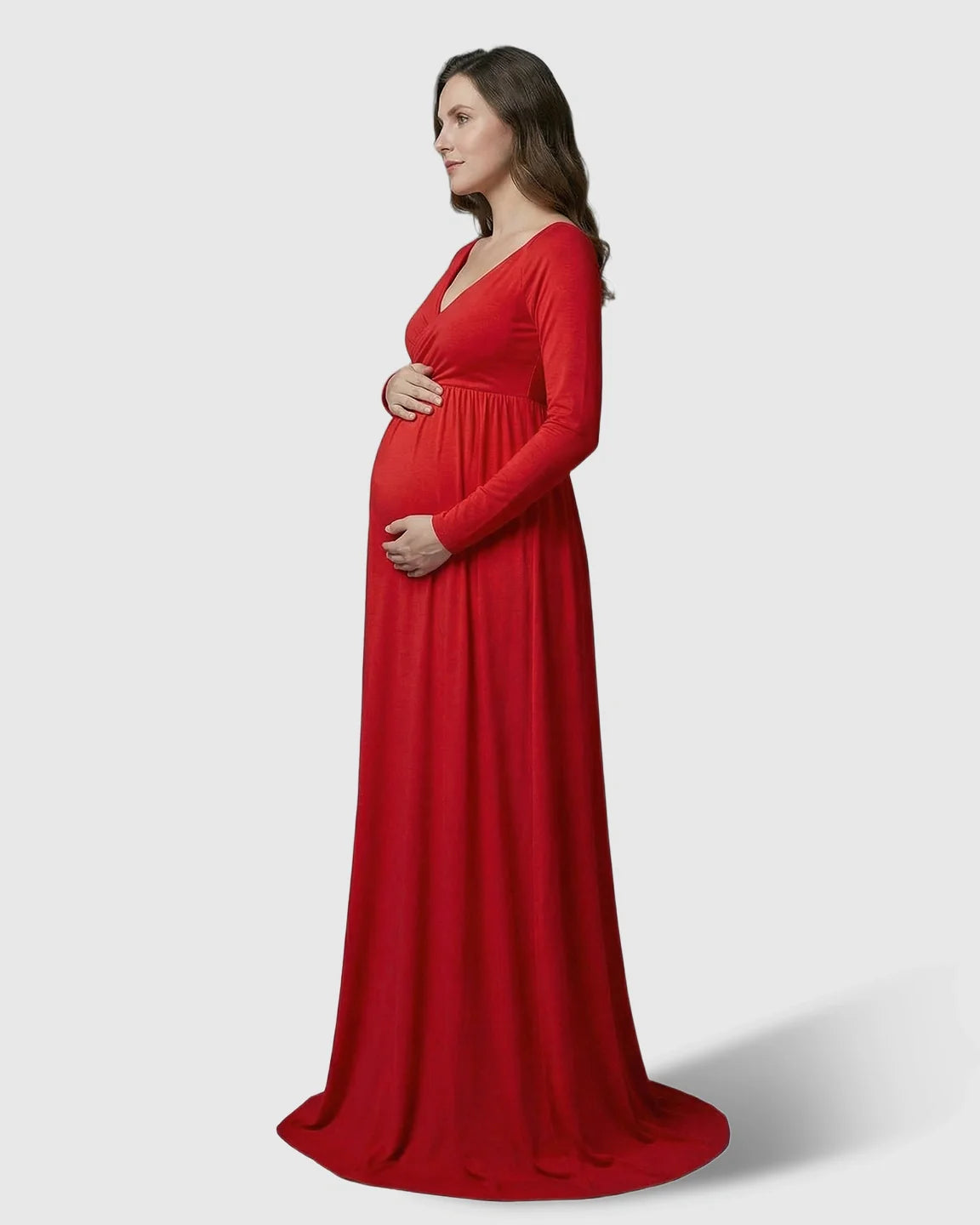 Bump Society – The Comfort Collection: Long-Sleeve Full Train Maternity Maxi Dress