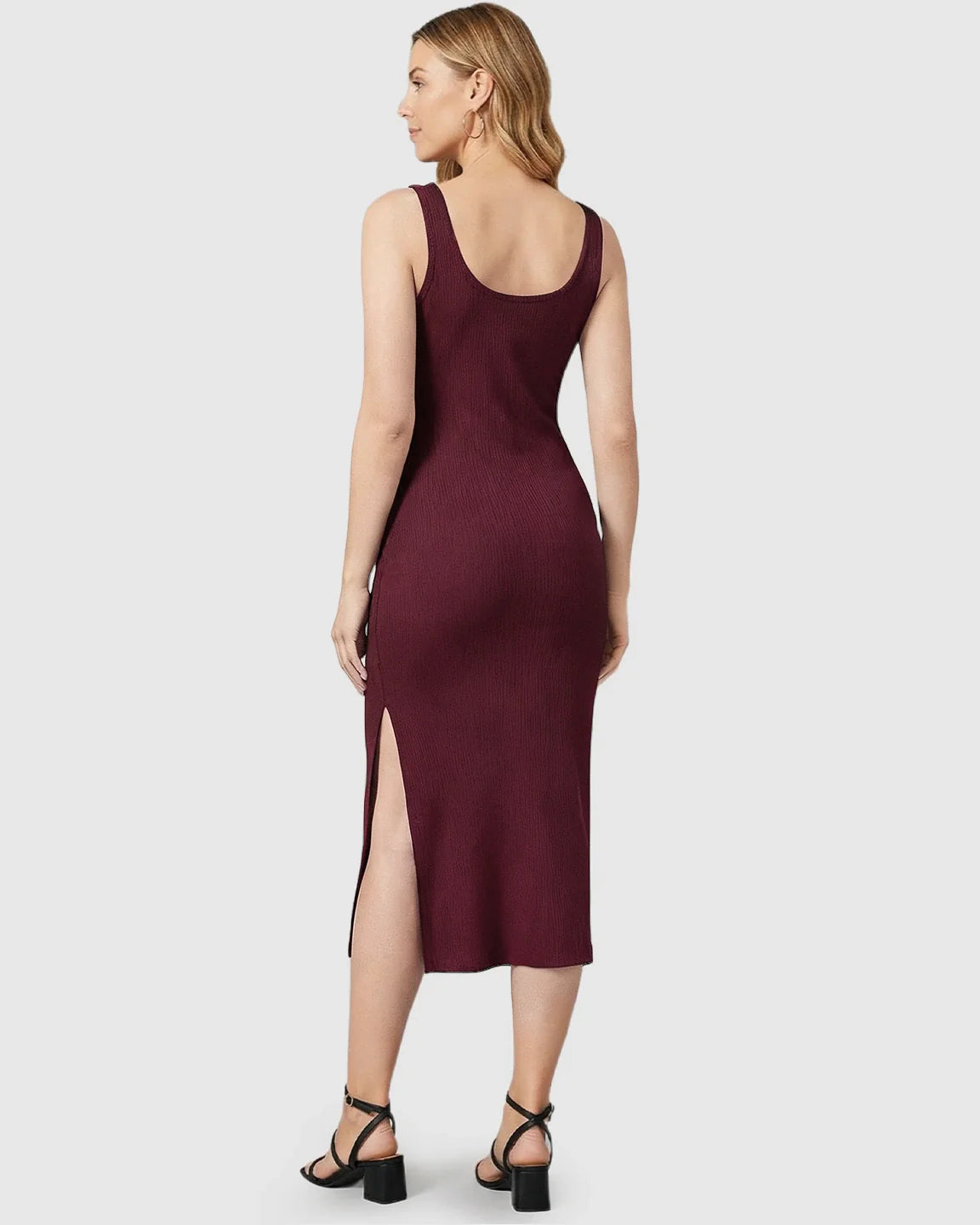 Bump Society – The Comfort Collection: Button-Front Bodycon Maternity Midi Dress