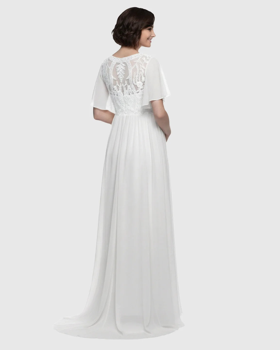 Bump Society – The Comfort Collection: Embroidered Bodice Long Train Maternity Photoshoot Gown