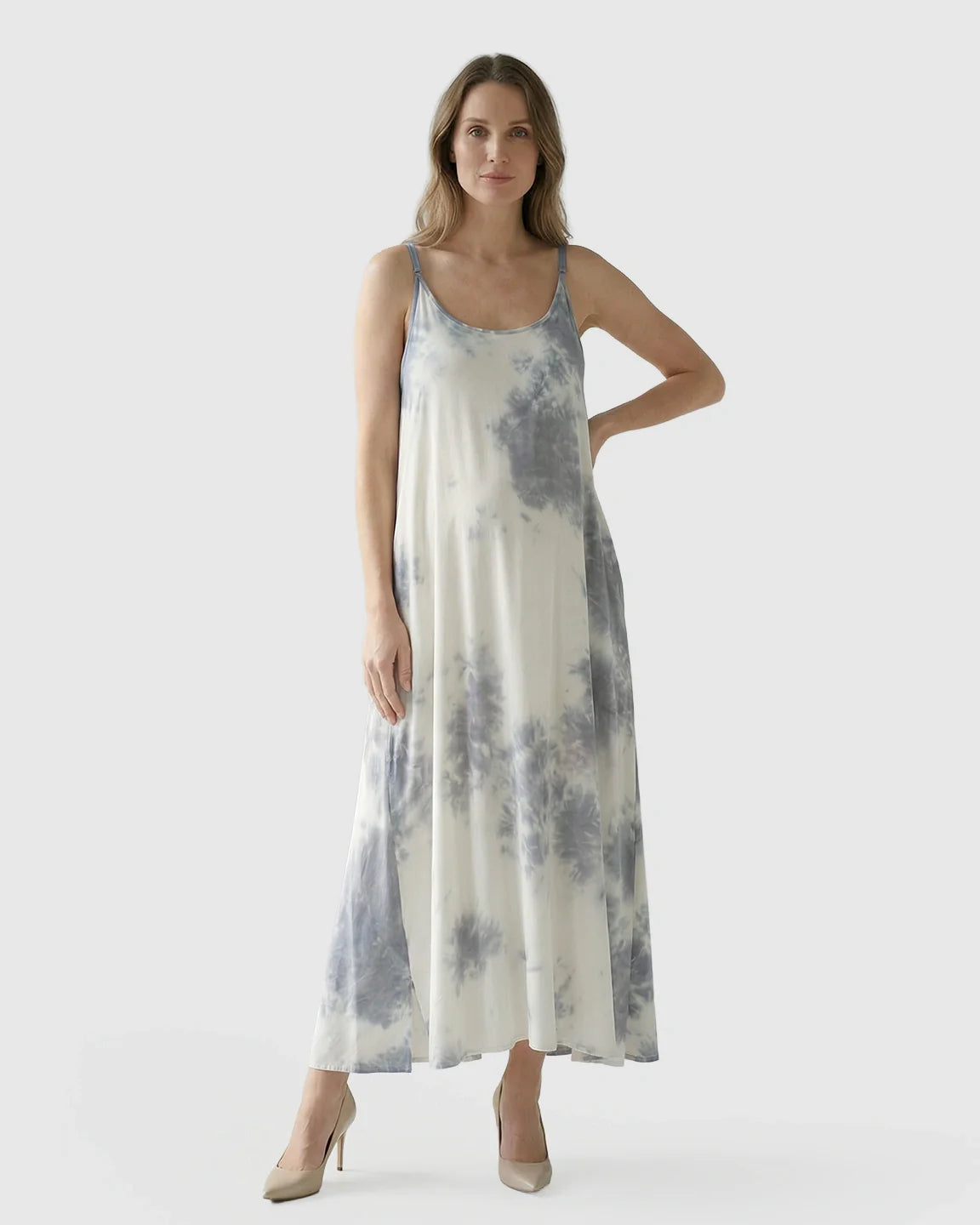 Bump Society – The Comfort Collection: Spaghetti Strap Tie-Dye Maternity Maxi Dress