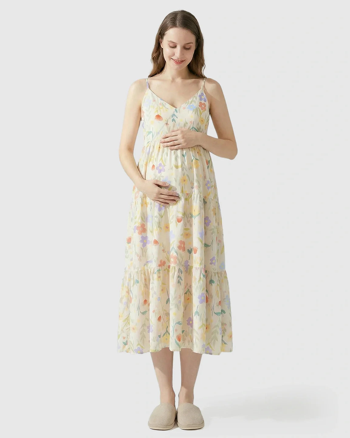 Bump Society – The Comfort Collection: Sleeveless Colorful Flowers Print Maternity Nightdress