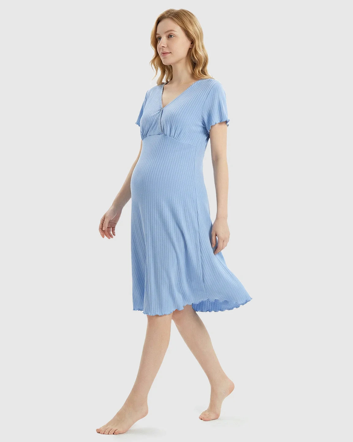 Bump Society – The Nursing Collection: Hidden Nursing Access K-Fashion Maternity Lounge Dress