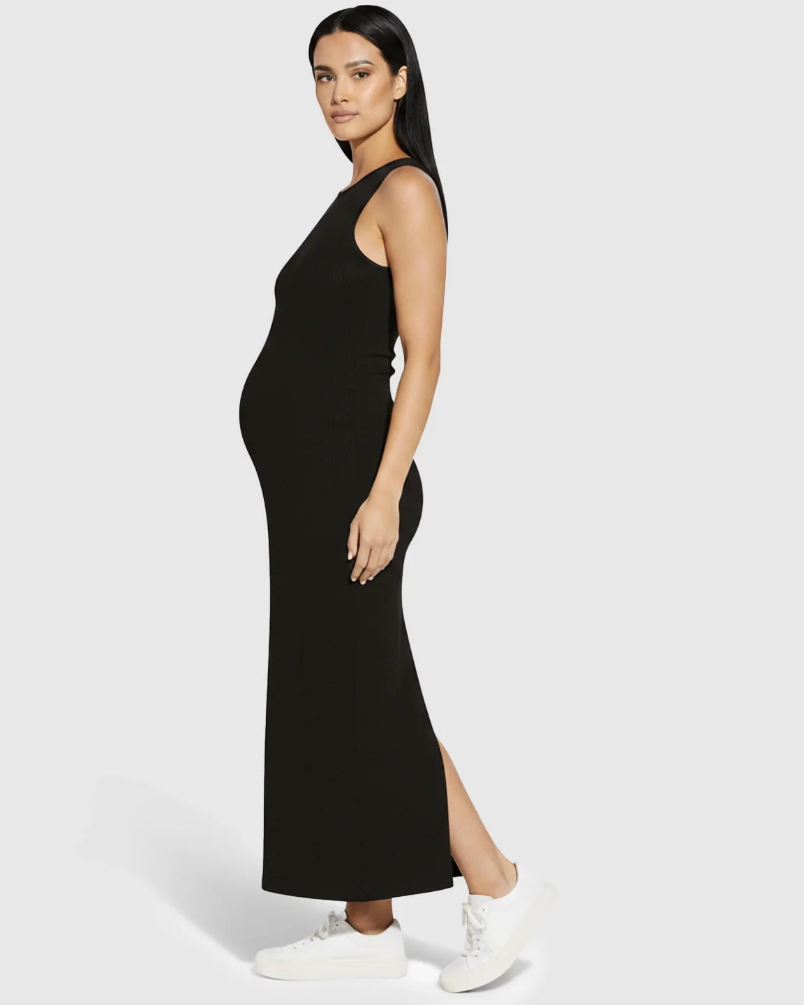 The Comfort Collection: Boat-Neck Bodycon Maternity Maxi Dress
