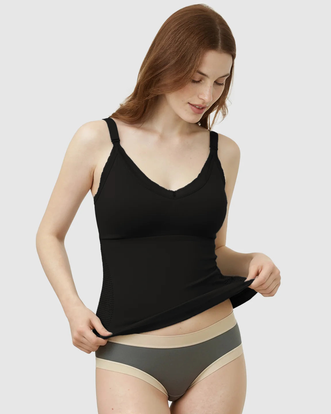 Bump Society – The Nursing Collection: Seamless Lace-Trim V-Neck Nursing Cami
