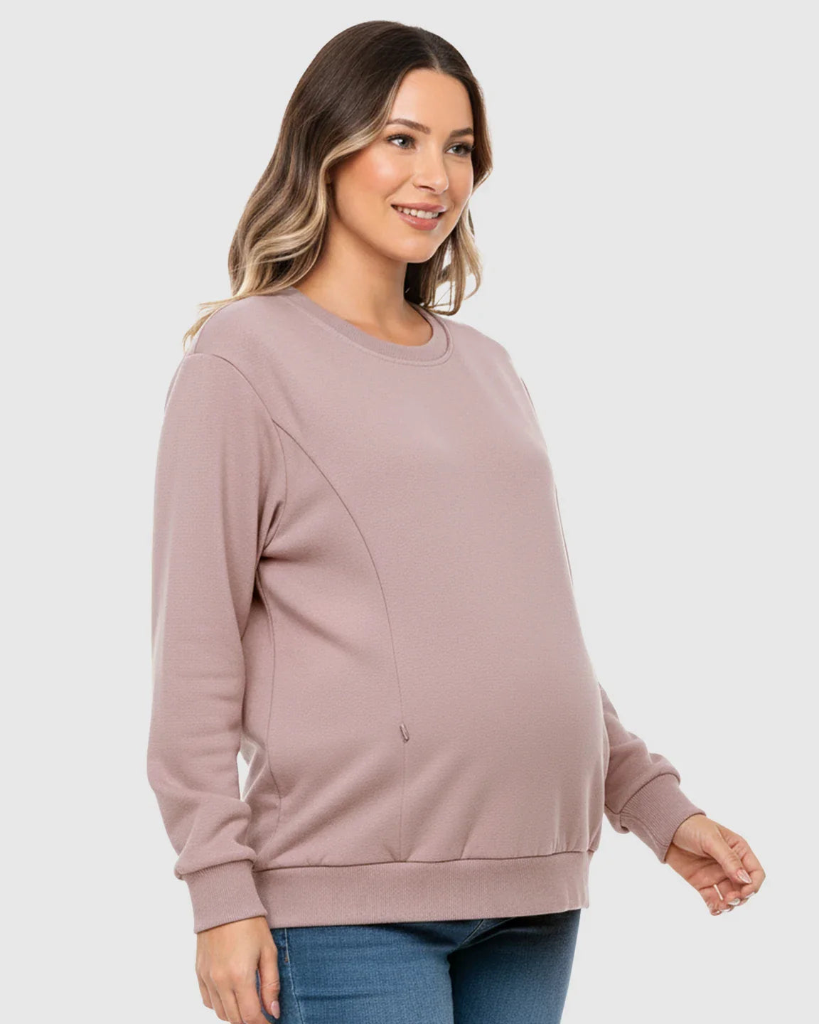 The Nursing Collection: Waffle-Knit Cozy Fit Maternity Nursing Sweatshirt