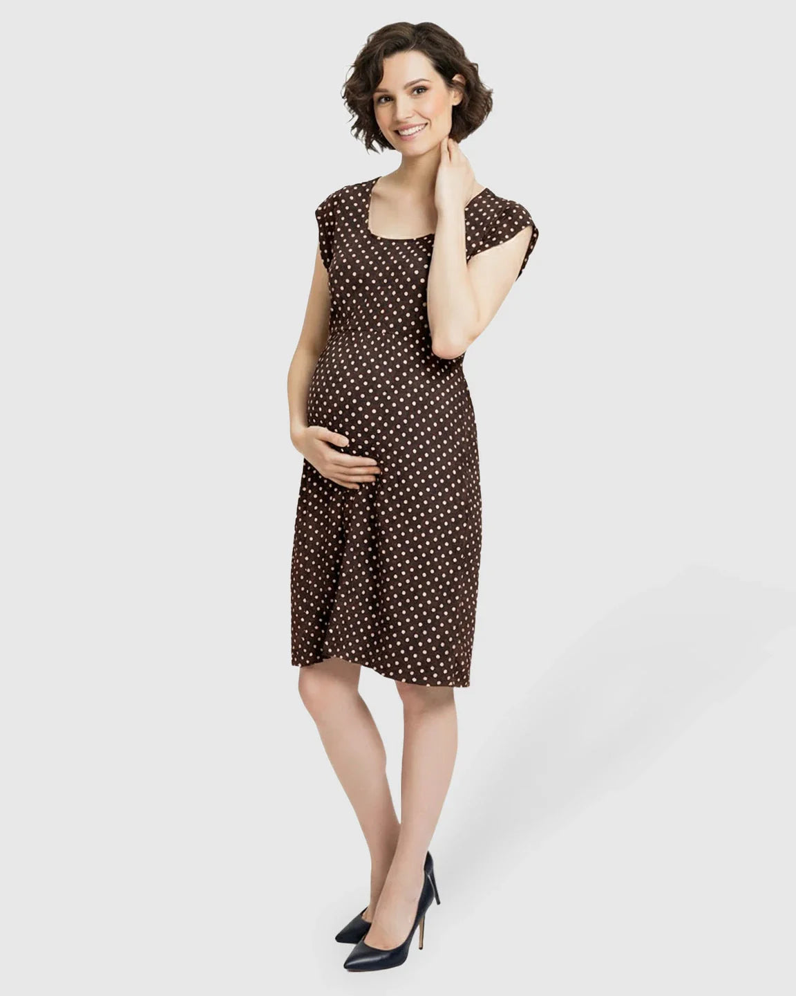 Bump Society – The Nursing Collection: Easy Nursing Access Polka Dot Maternity Dress