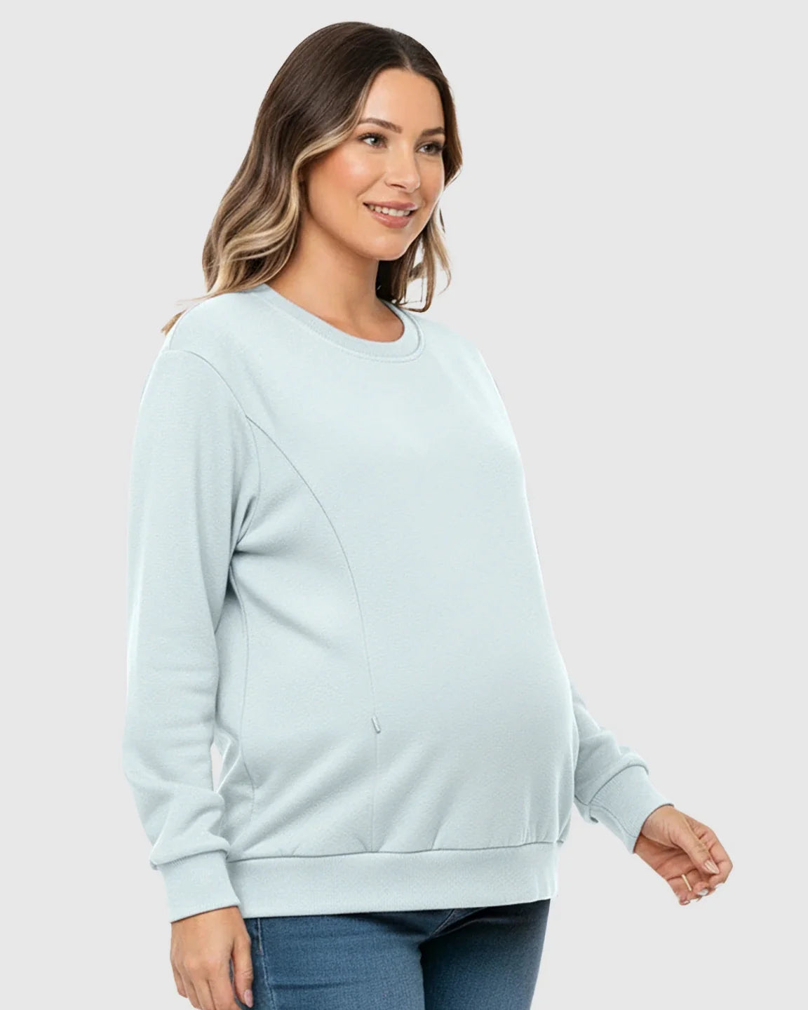 The Nursing Collection: Waffle-Knit Cozy Fit Maternity Nursing Sweatshirt