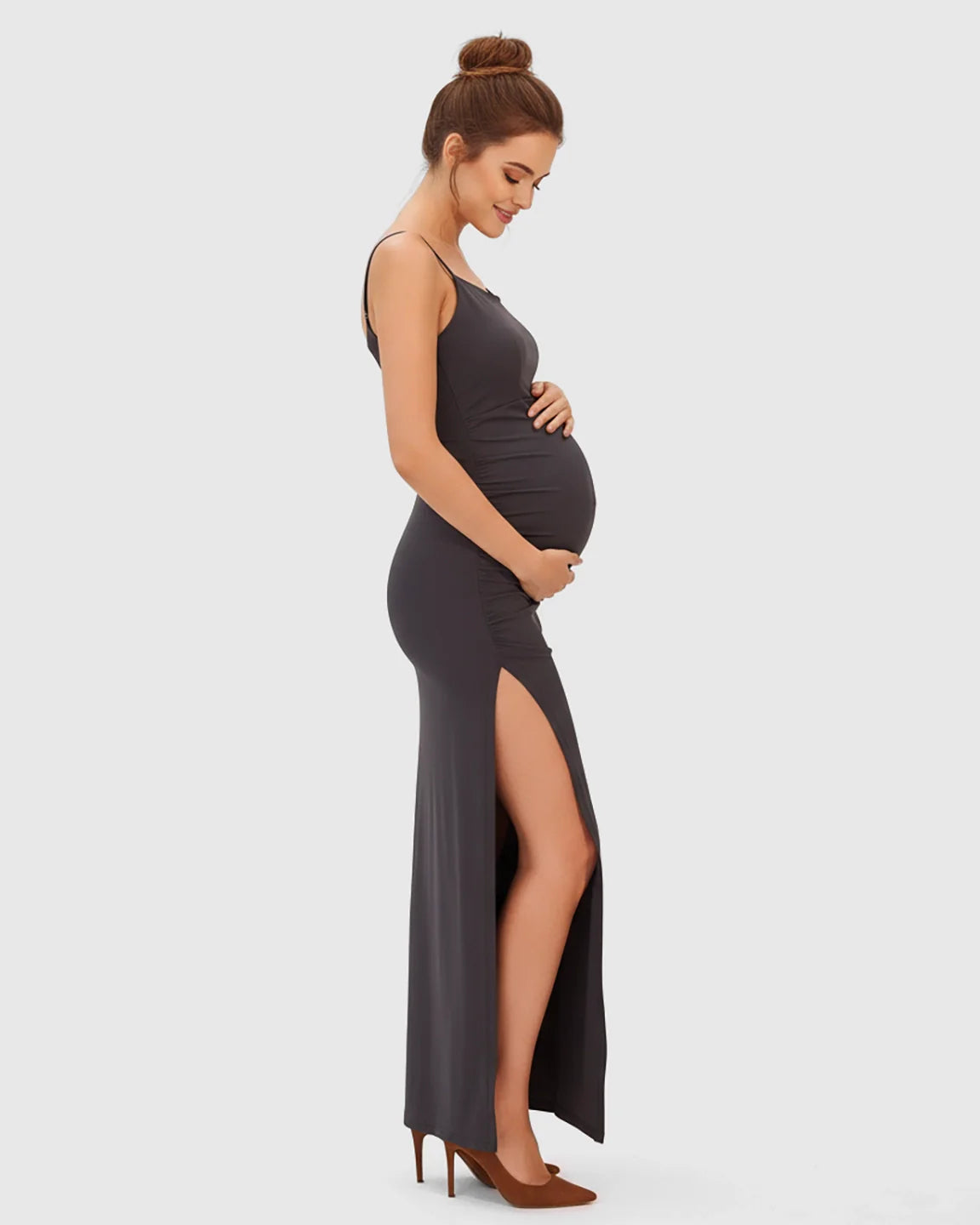 Bump Society – The Comfort Collection: Spaghetti Strap Bodycon Maternity Maxi Dress