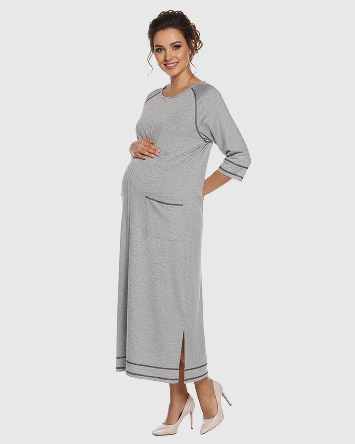 Bump Society – The Nursing Collection: Front Zipper Loose Fit Maternity Nursing Dress