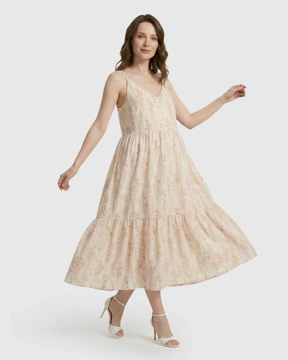 Bump Society – The Comfort Collection: Spaghetti Strap Floral Tiered Maternity Dress