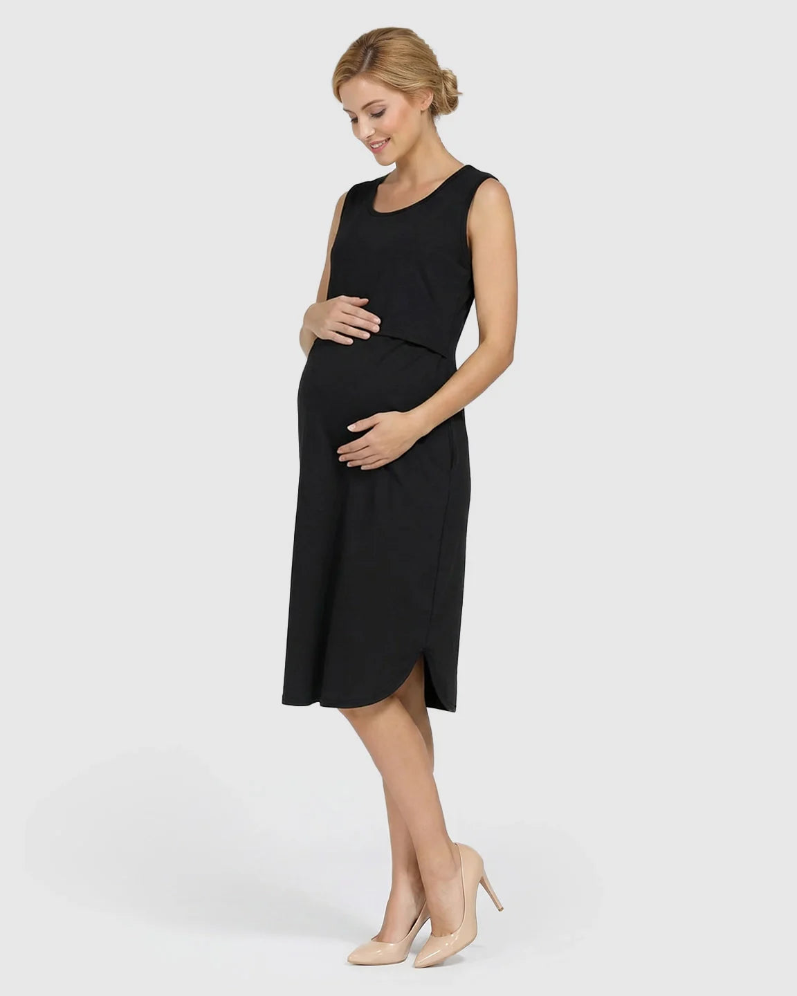 Bump Society – The Nursing Collection: Sleeveless High-Waisted Maternity & Nursing Dress