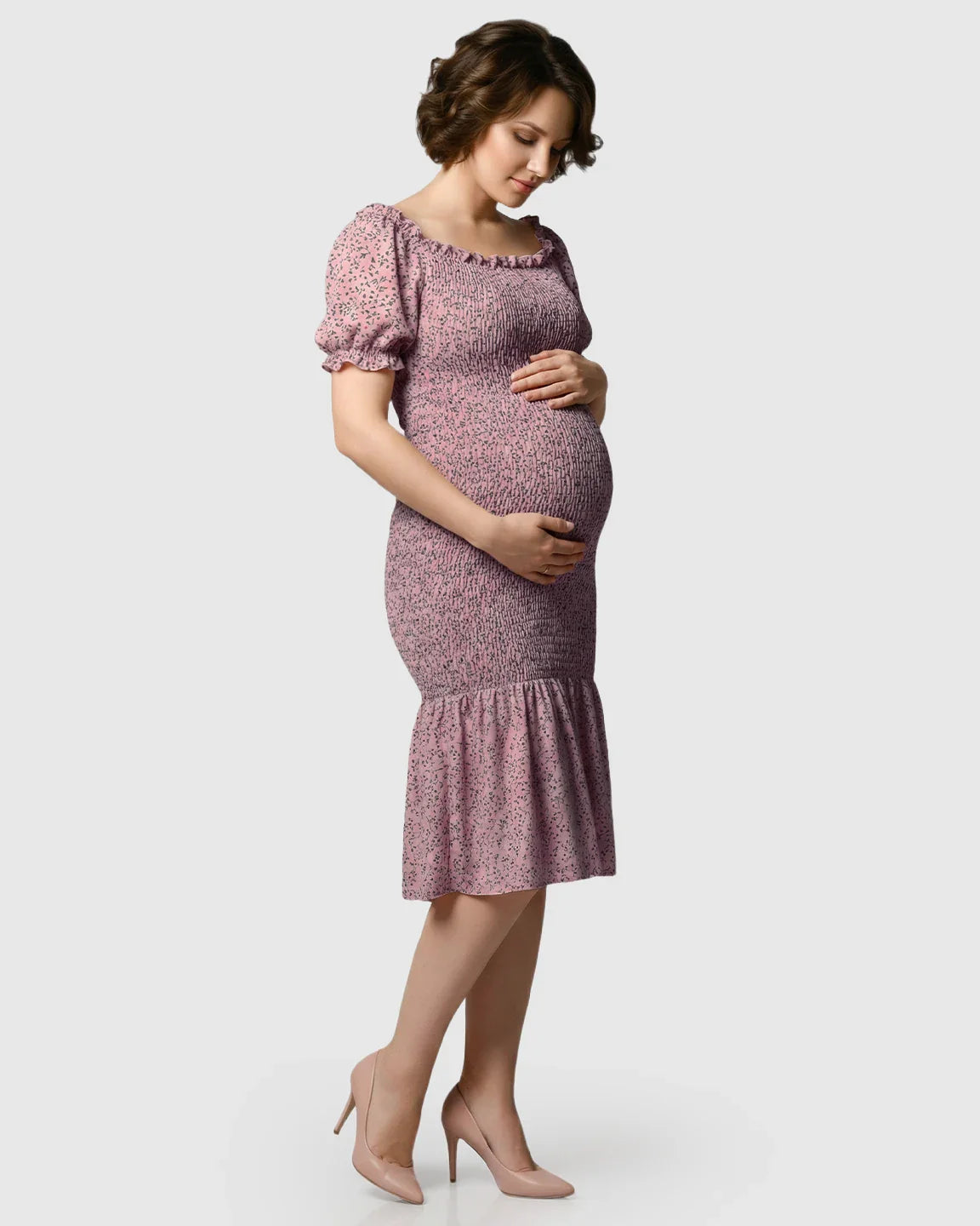 Bump Society – The Comfort Collection: Off-Shoulder Fishtail Maternity Photoshoot Dress