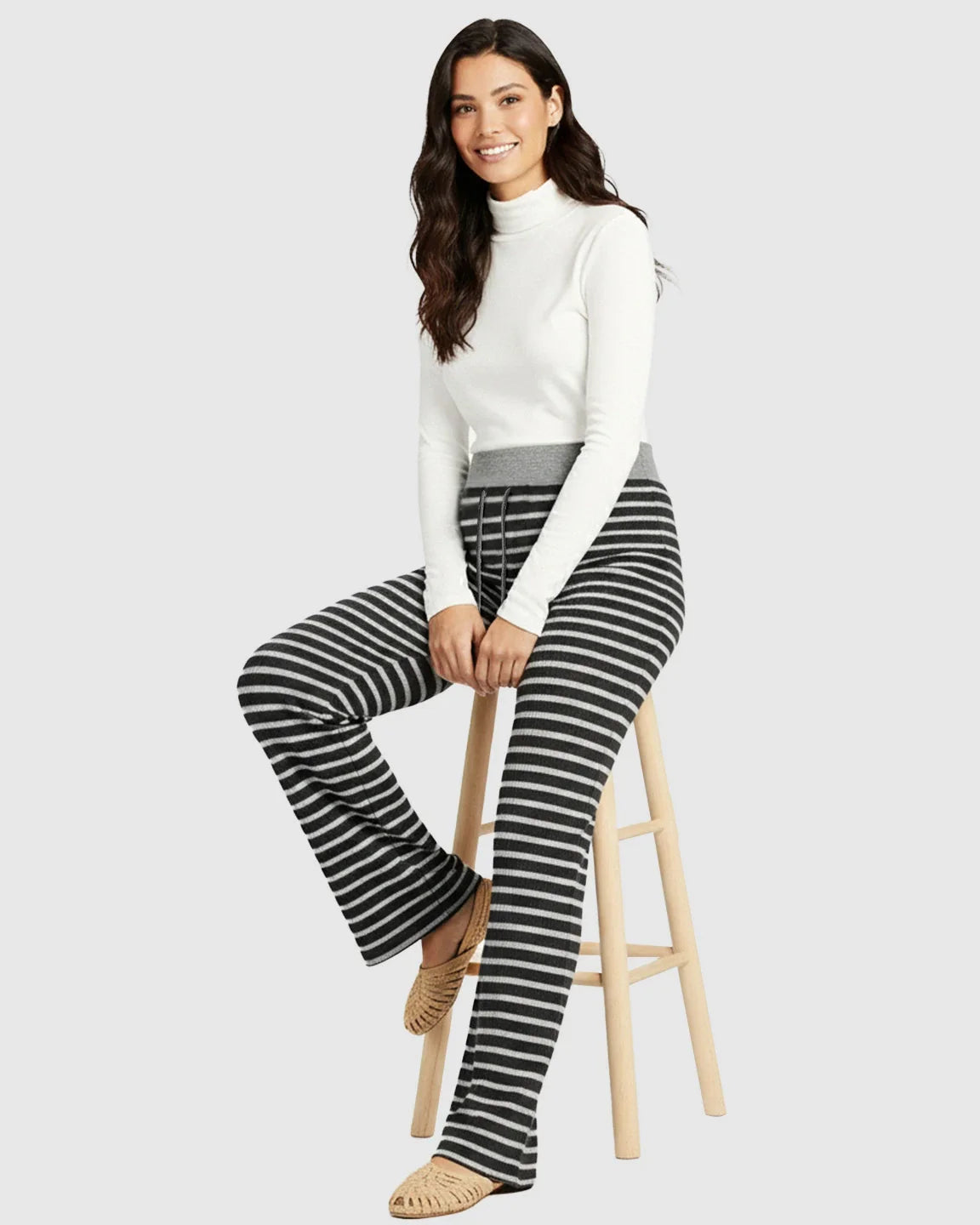 Bump Society – The Comfort Collection: Striped Knitted Wide Leg Maternity Pants