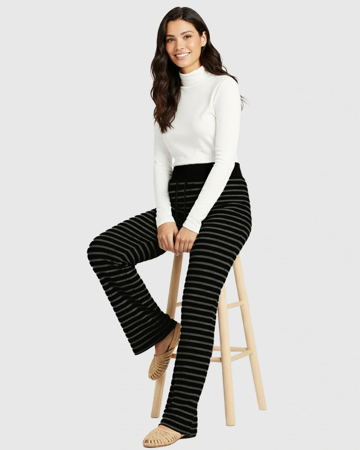 Bump Society – The Comfort Collection: Striped Knitted Wide Leg Maternity Pants