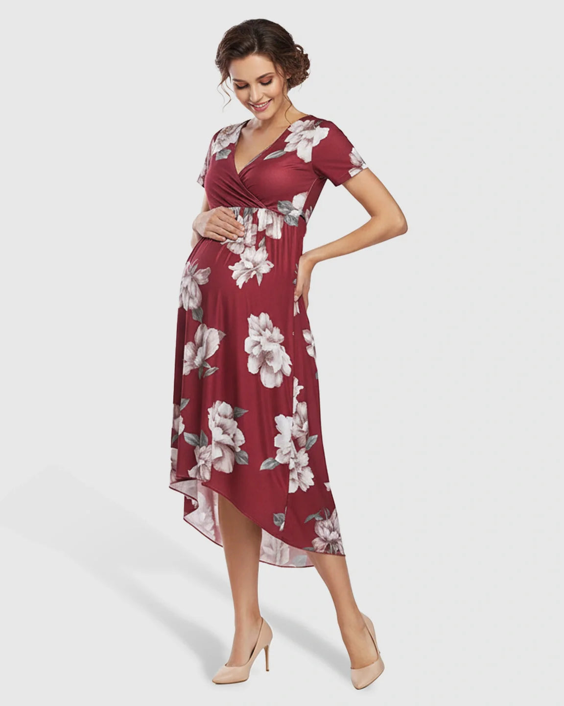 Bump Society – The Comfort Collection: Floral Print Wrap Skirt Maternity Maxi Dress