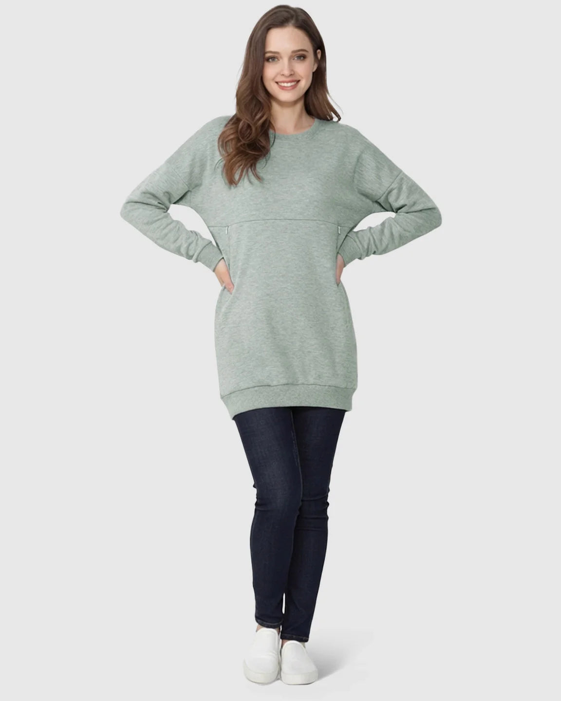 Bump Society – The Nursing Collection: Long-Sleeve Zipper Opening Maternity Nursing Top