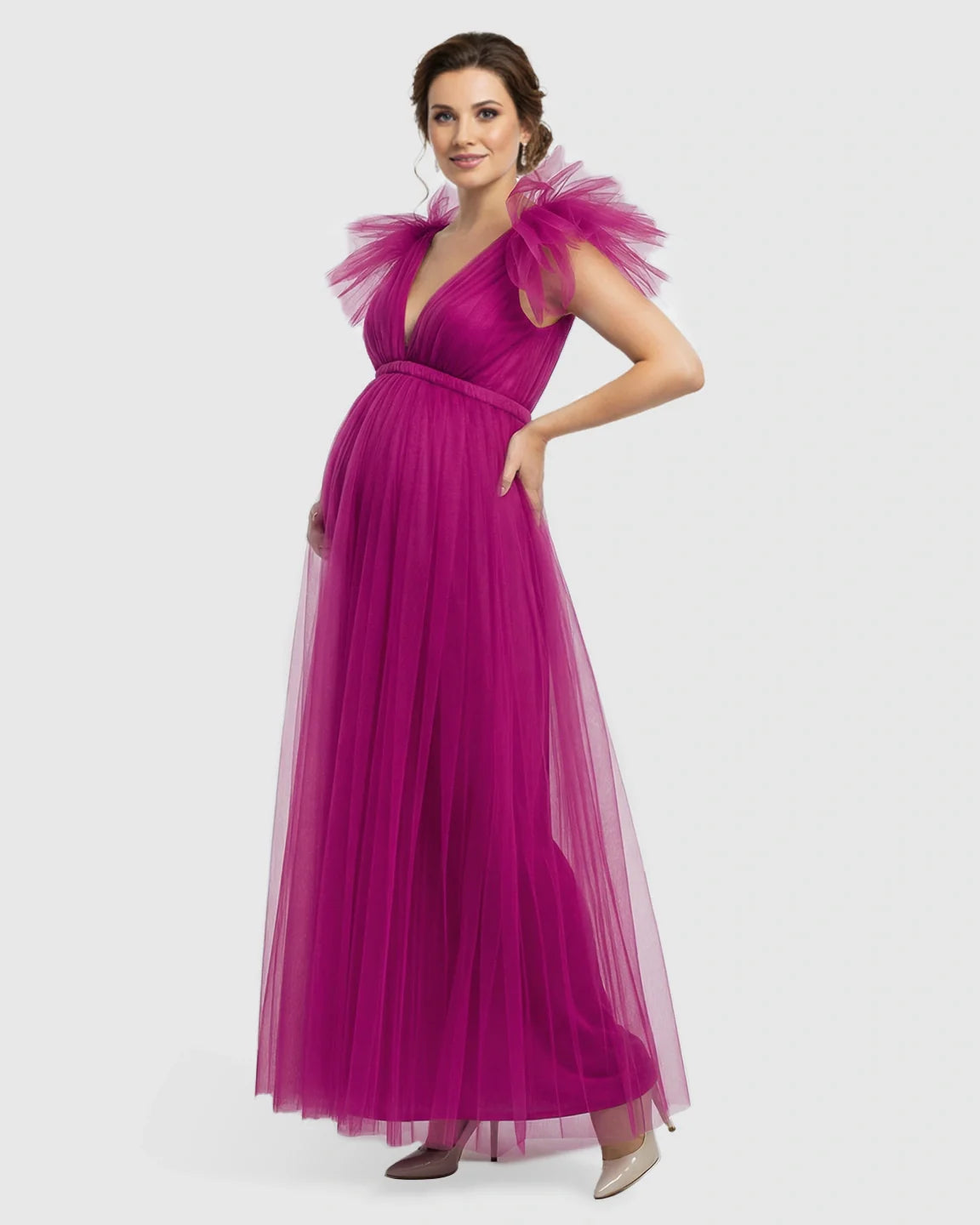 Bump Society – The Comfort Collection: Dramatic Tulle Babydoll Maternity Photoshoot Dress