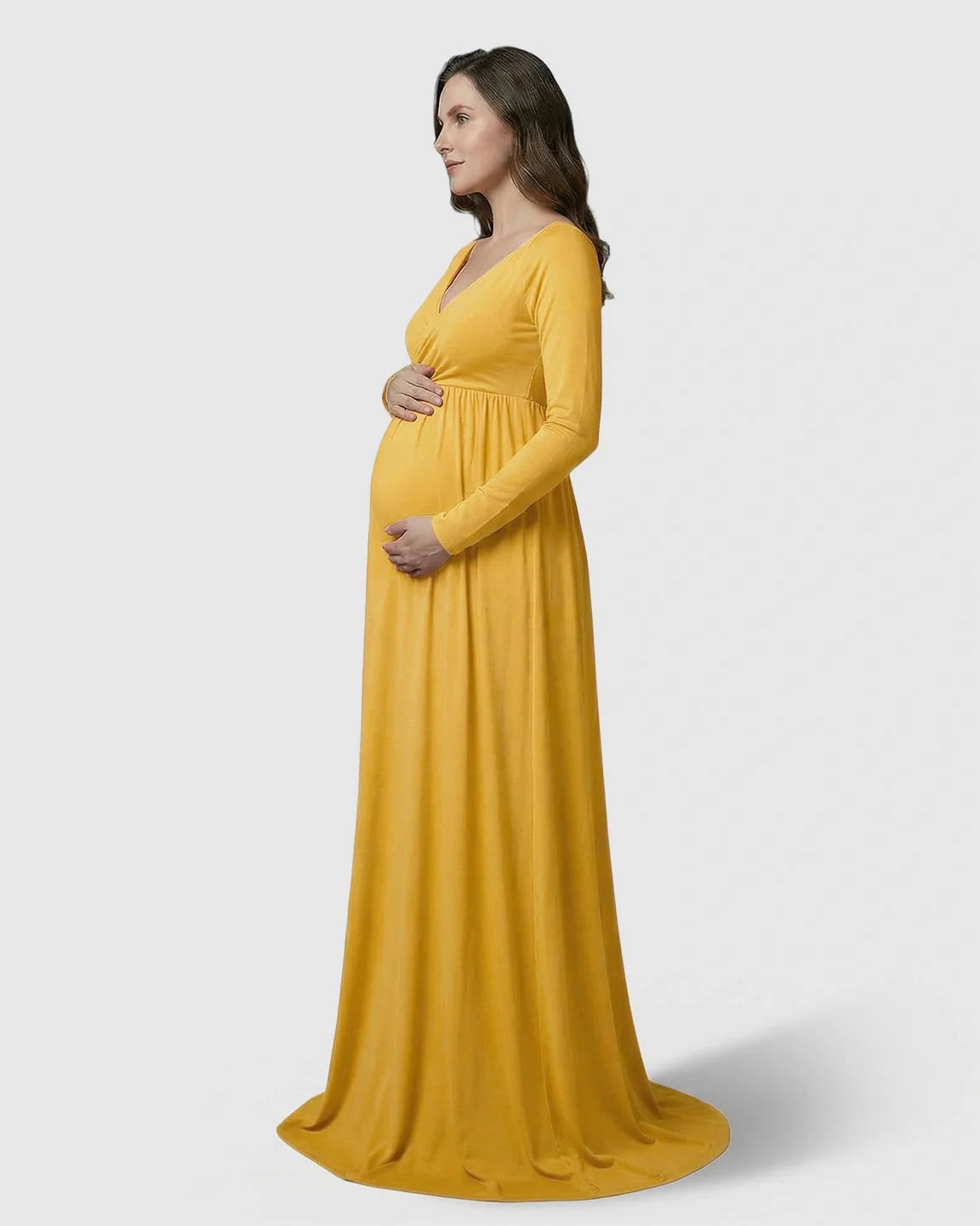 Bump Society – The Comfort Collection: Long-Sleeve Full Train Maternity Maxi Dress