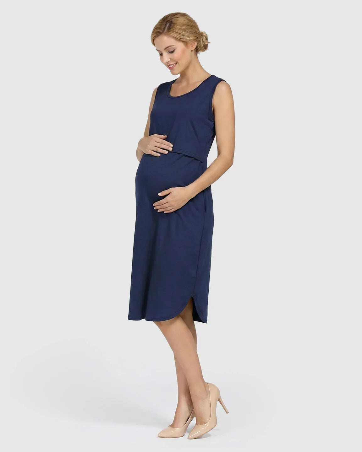 Bump Society – The Nursing Collection: Sleeveless High-Waisted Maternity & Nursing Dress