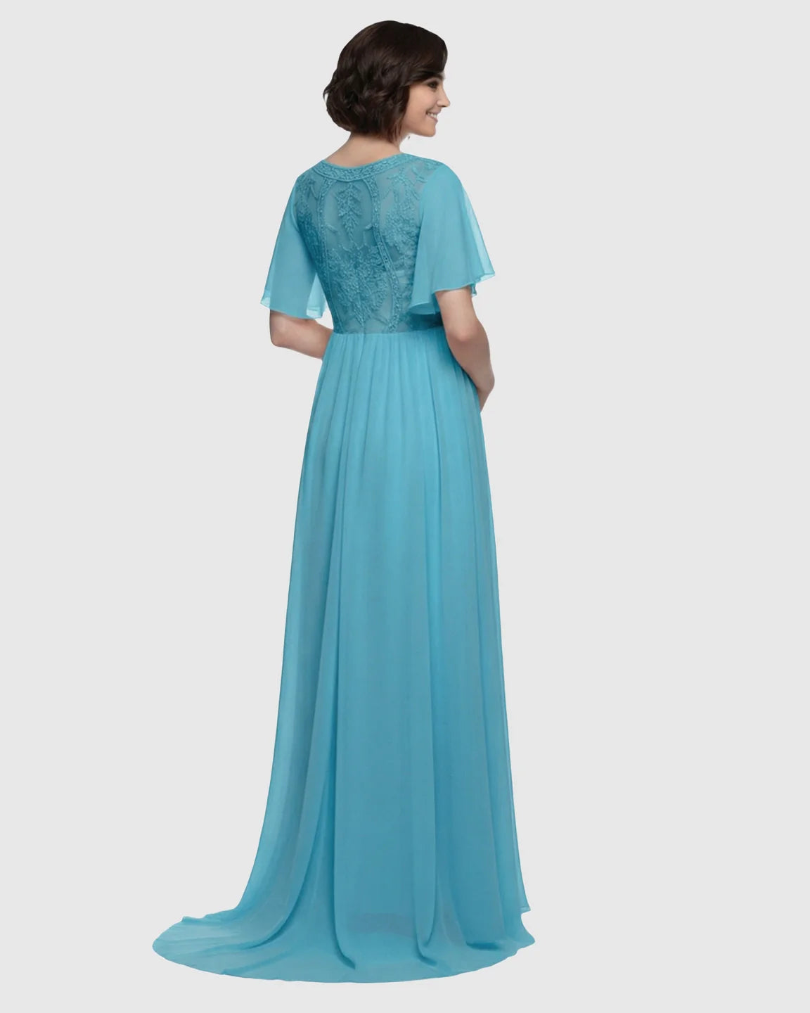 Bump Society – The Comfort Collection: Embroidered Bodice Long Train Maternity Photoshoot Gown