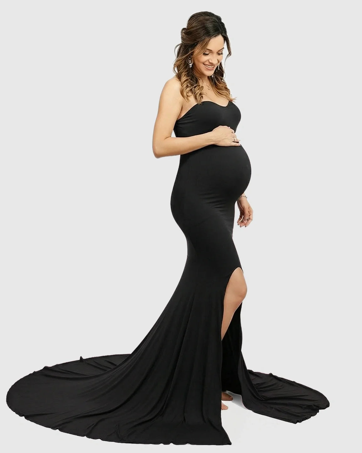 Bump Society – The Comfort Collection: Strapless Sweetheart Neckline Trumpet Silhouette Maternity Gown