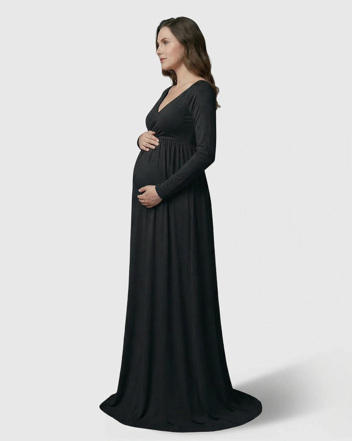 Bump Society – The Comfort Collection: Long-Sleeve Full Train Maternity Maxi Dress