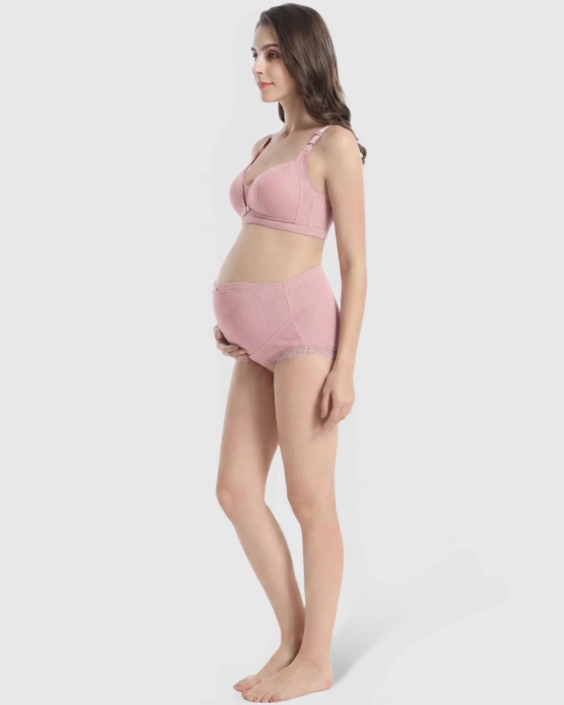 Bump Society – The Nursing Collection: Wire-Free Breathable High-Waist Maternity Nursing Bra & Panty Set