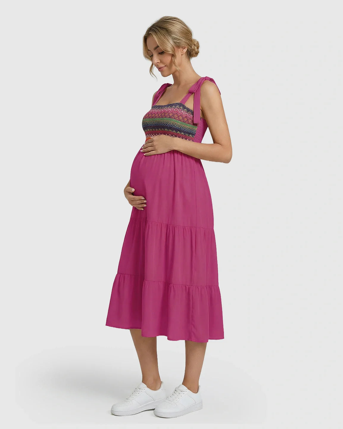 Bump Society – The Comfort Collection: Shoulder Tie-Strap A-line Maternity Midi Dress