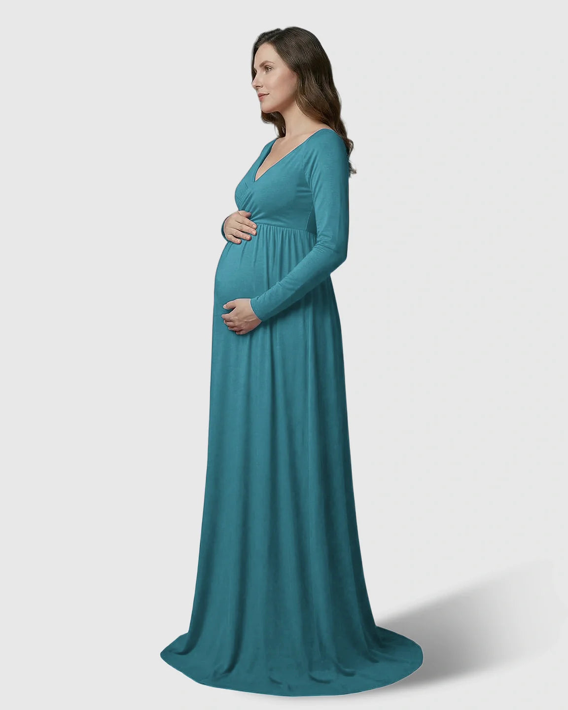 Bump Society – The Comfort Collection: Long-Sleeve Full Train Maternity Maxi Dress