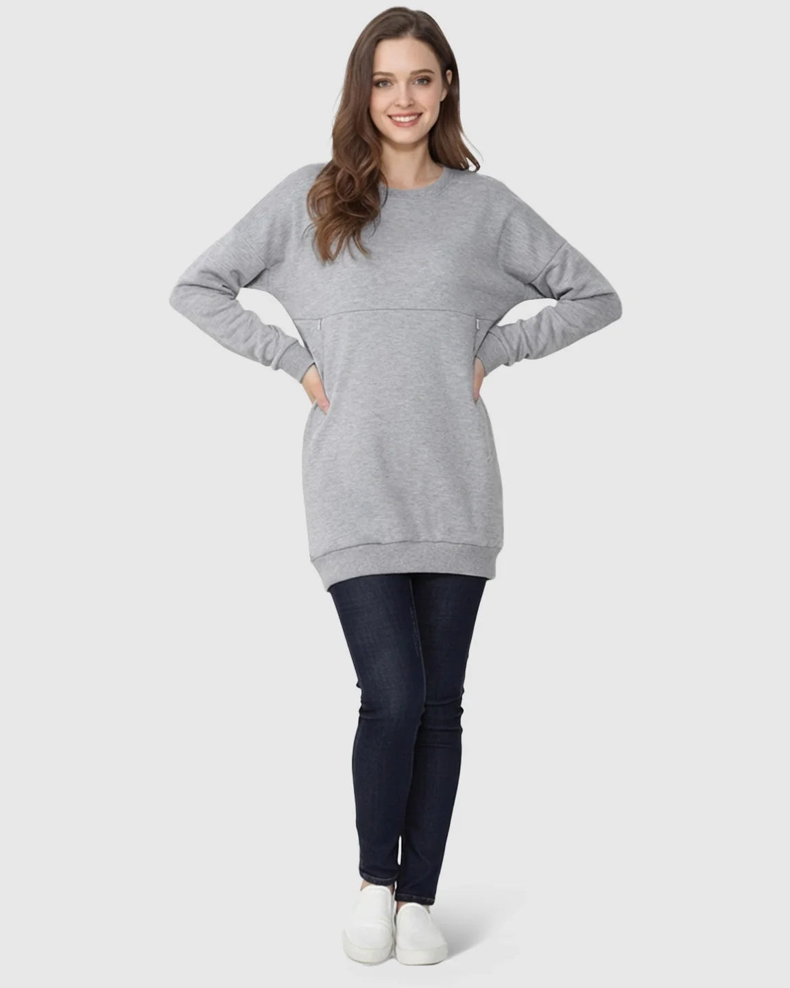 Bump Society – The Nursing Collection: Long-Sleeve Zipper Opening Maternity Nursing Top