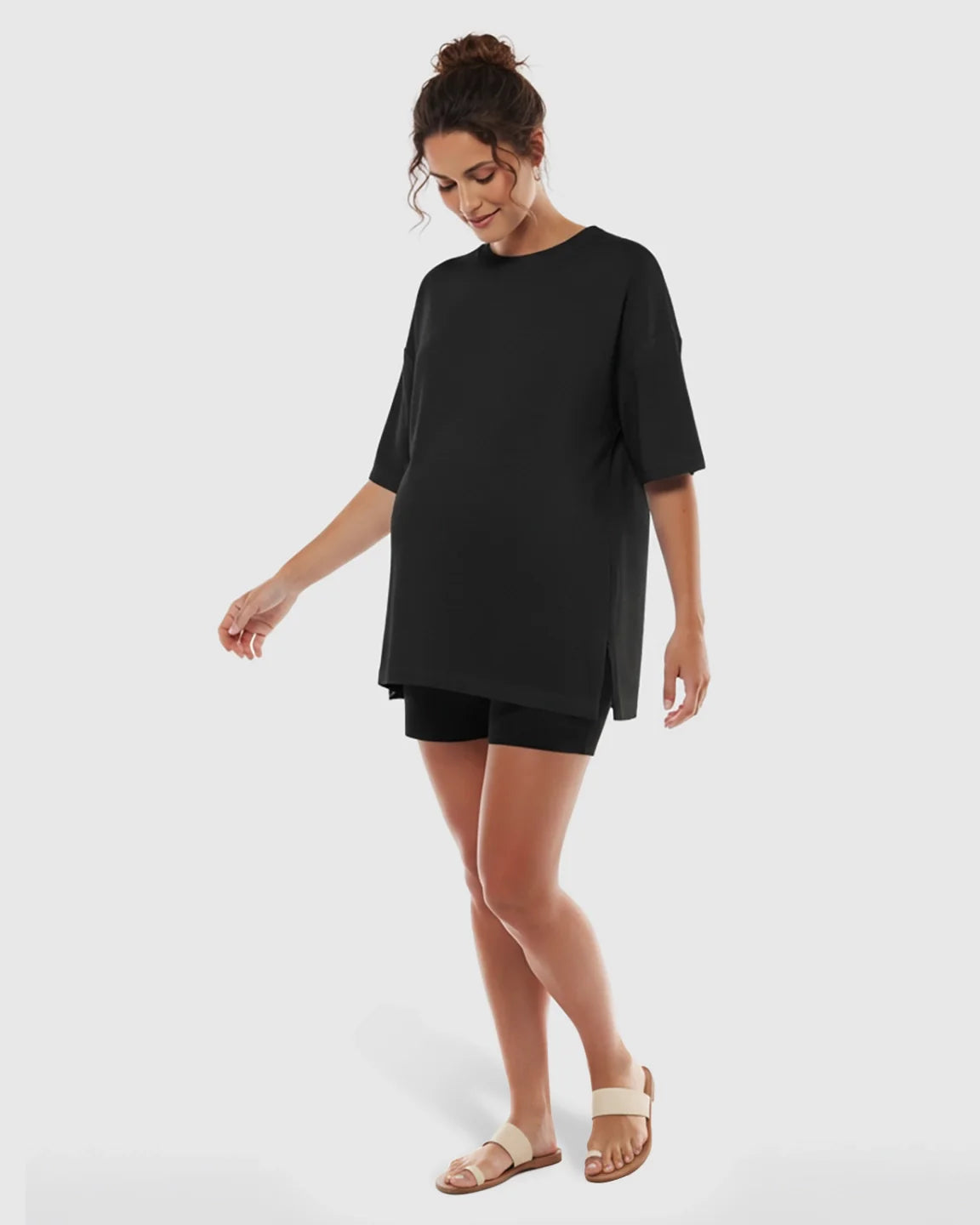 Bump Society – The Comfort Collection: Short Puff Sleeve Casual Maternity Maxi Dress