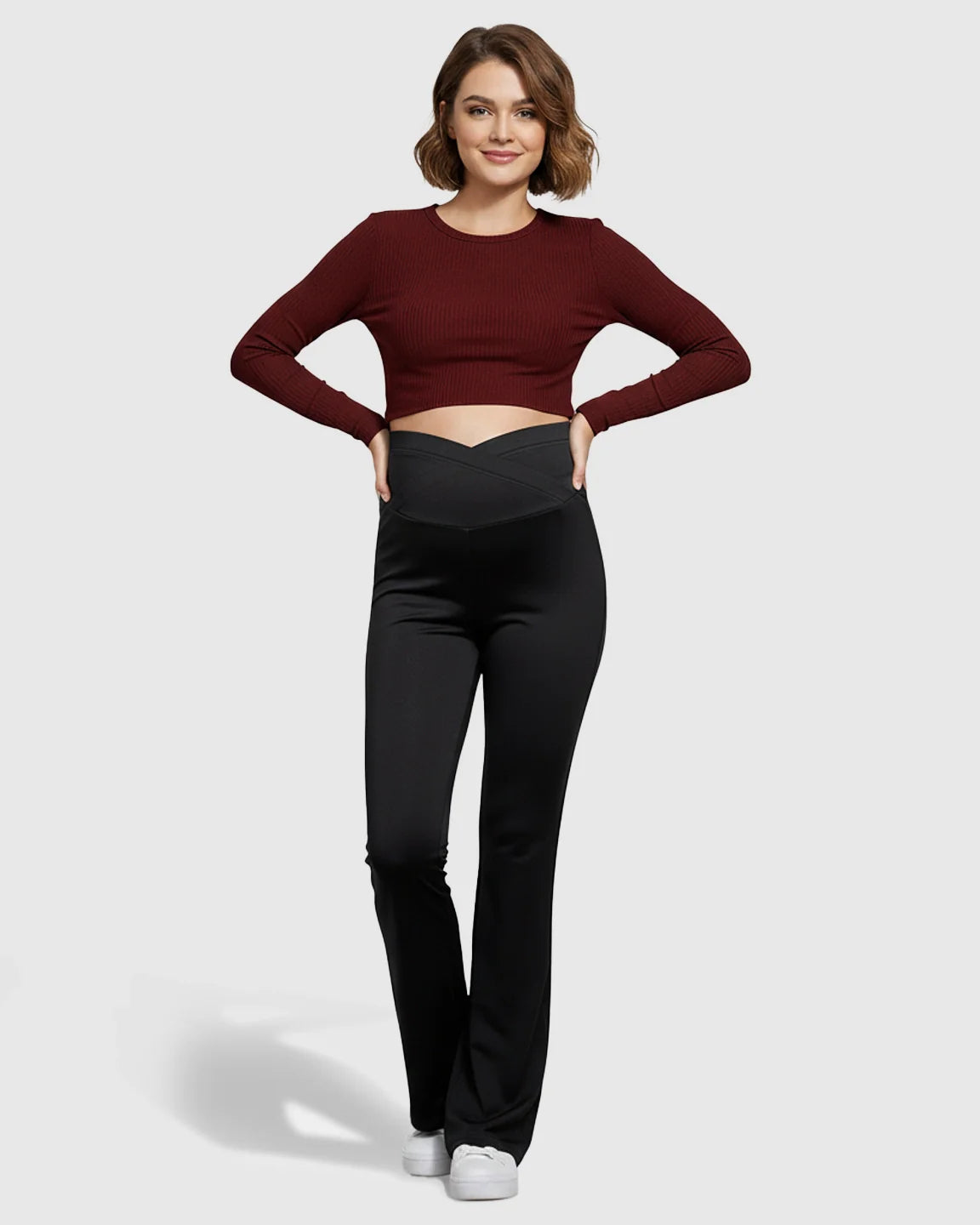Bump Society – The Comfort Collection: Crossover Waist Flared Maternity Pants