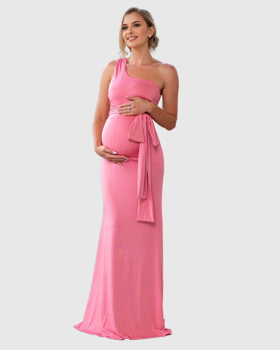 Bump Society – The Comfort Collection: Adjustable Tie Waist Fitted Bodice Maternity Maxi Dress
