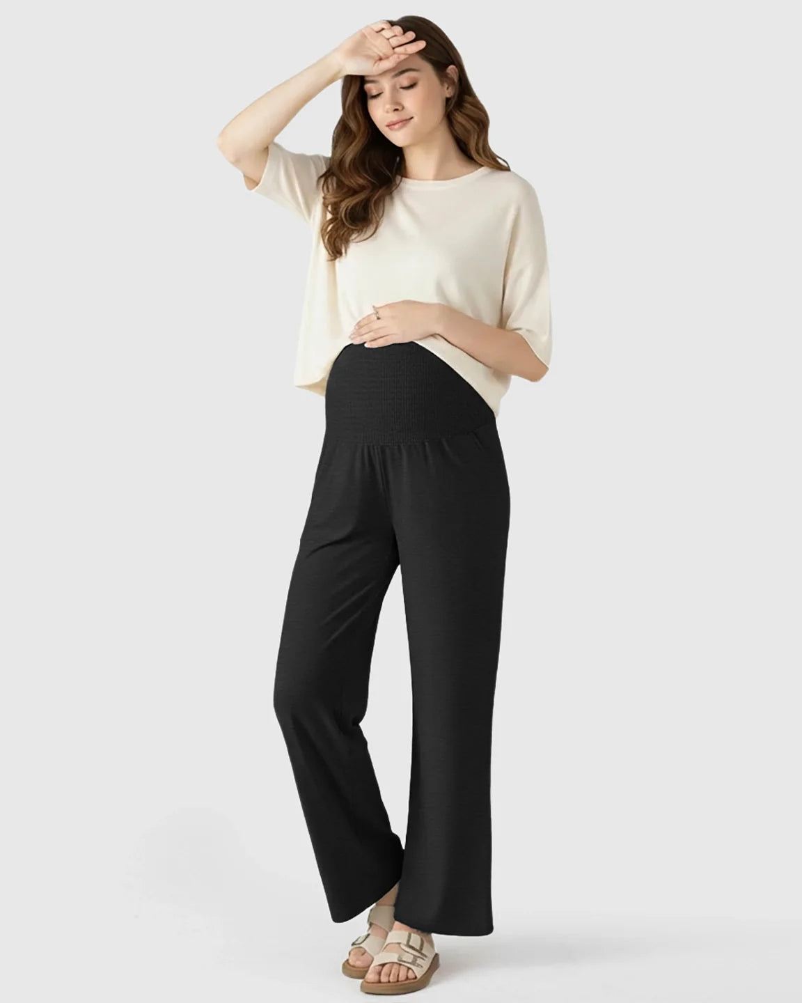 The Comfort Collection: Over The Belly Wide Leg Maternity Trouser