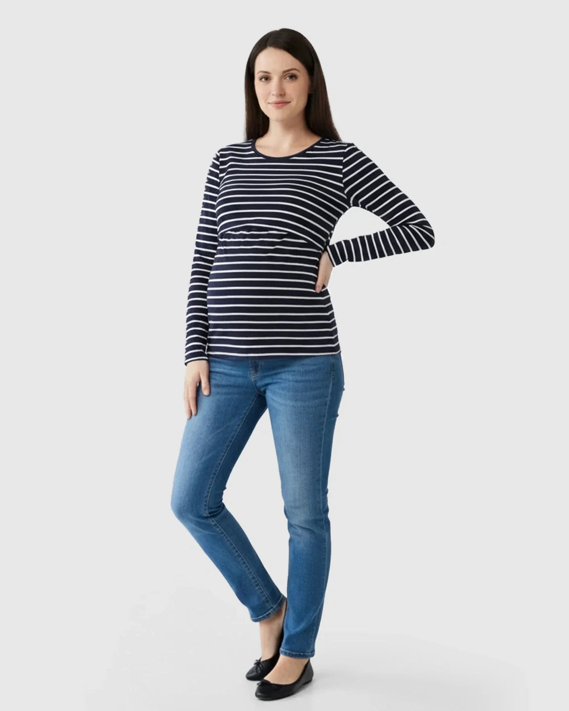Bump Society – The Nursing Collection: Pull-Up Nursing Striped Maternity Top