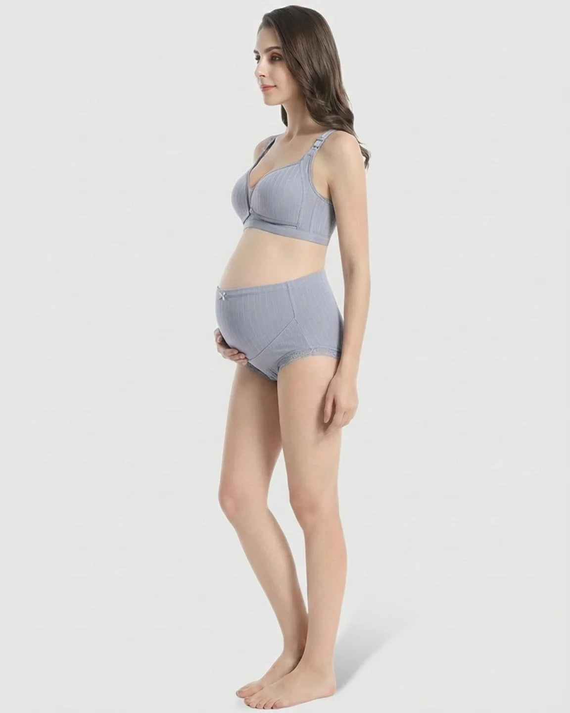 Bump Society – The Nursing Collection: Wire-Free Breathable High-Waist Maternity Nursing Bra & Panty Set