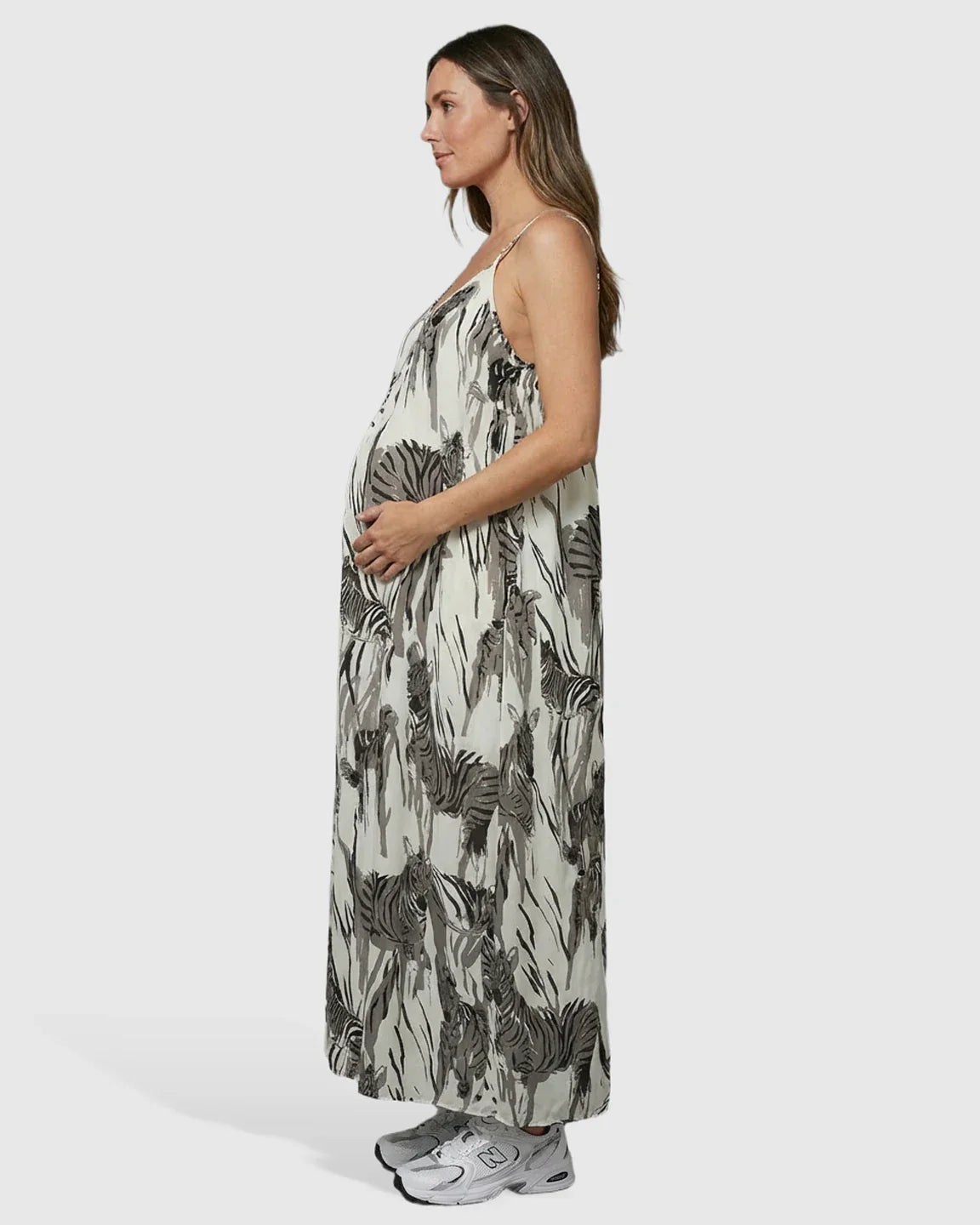 Bump Society – The Comfort Collection: Open-Back Pocketed Babydoll Maternity Maxi Dress
