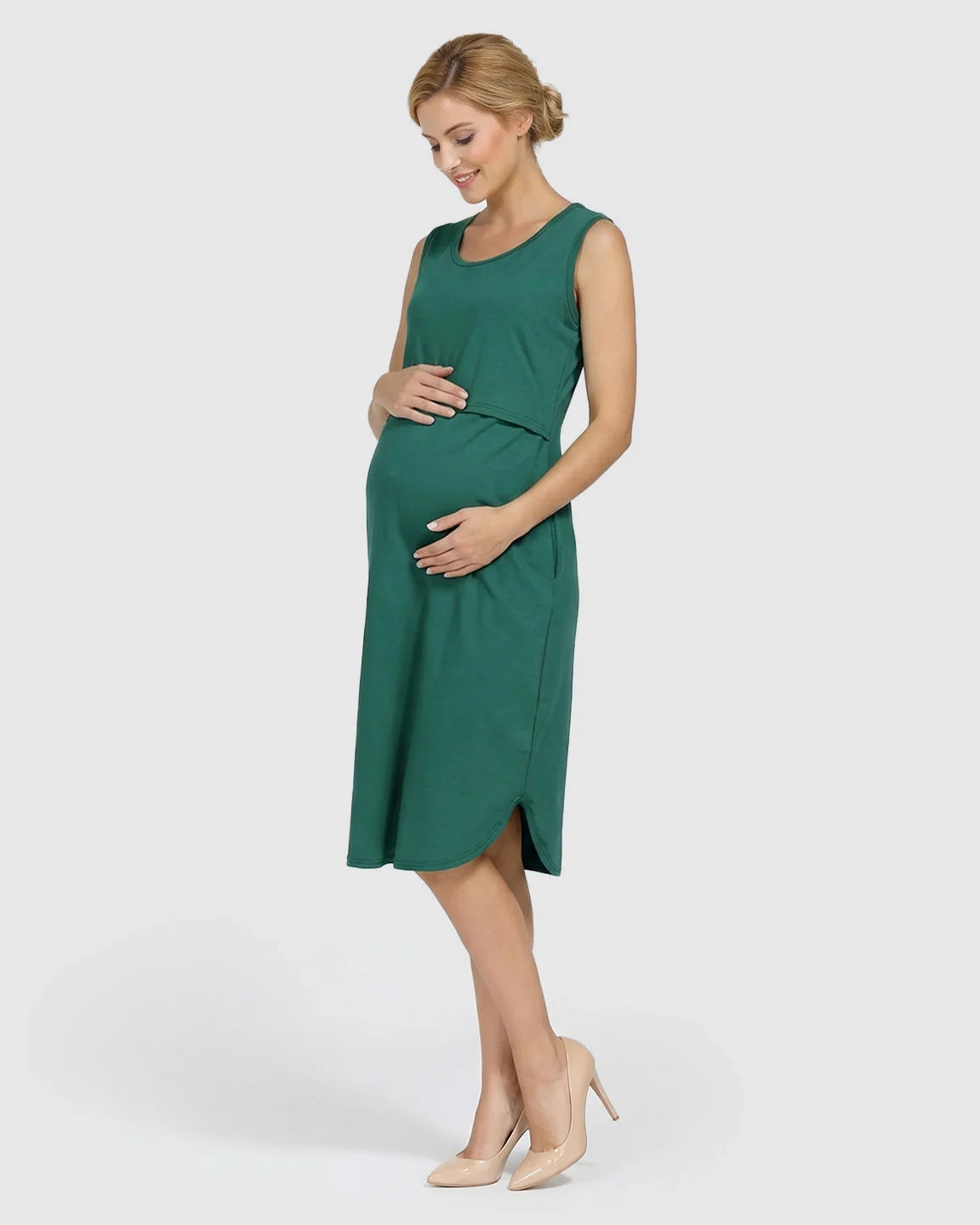 Bump Society – The Nursing Collection: Sleeveless High-Waisted Maternity & Nursing Dress