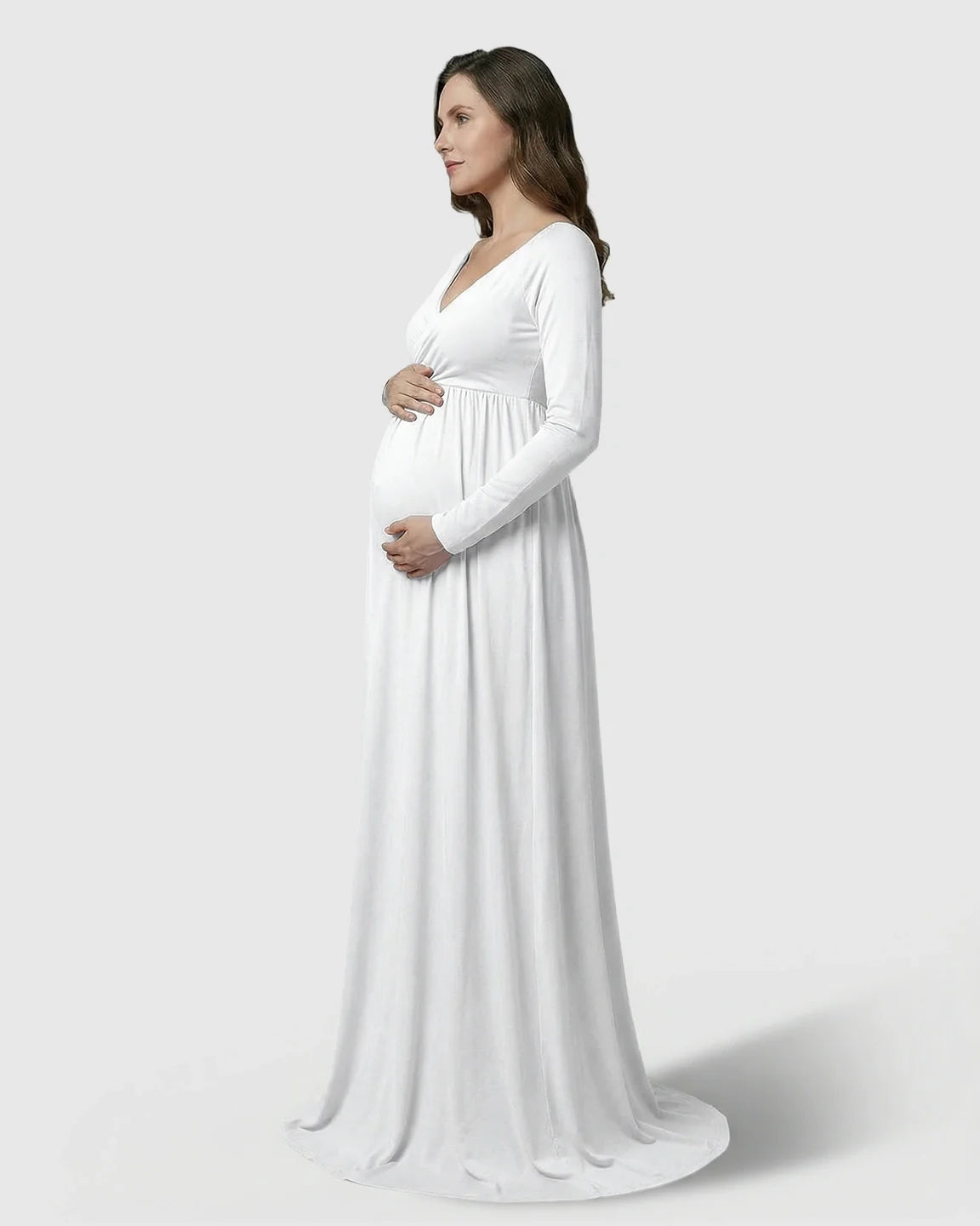 Bump Society – The Comfort Collection: Long-Sleeve Full Train Maternity Maxi Dress
