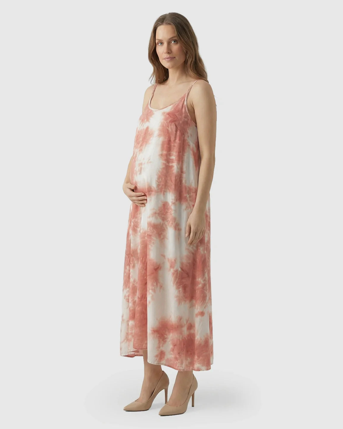 Bump Society – The Comfort Collection: Spaghetti Strap Tie-Dye Maternity Maxi Dress